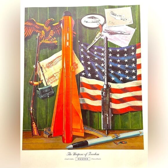 Vintage 1950s Print - The Weapons of Freedom, USAF GAR-1 Falcon Missile, Hughes - Picture 1 of 12